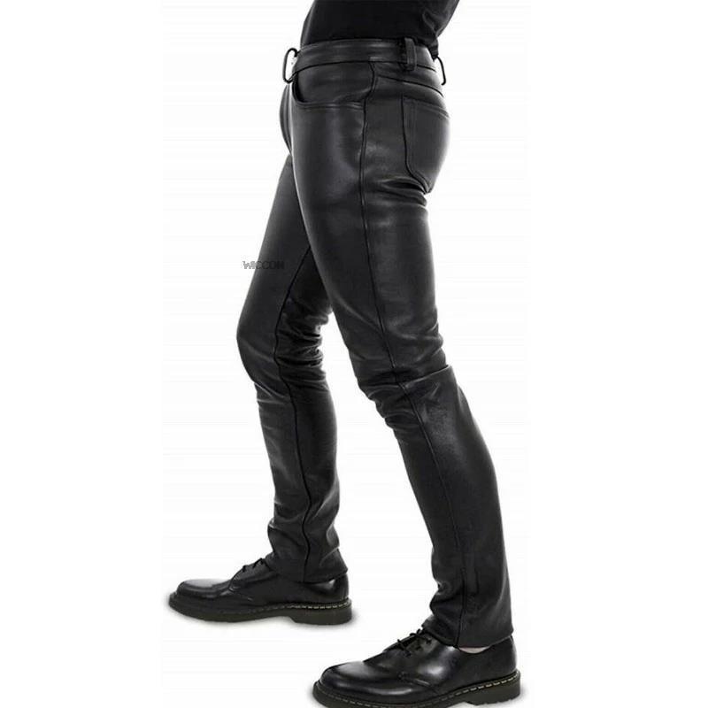 2022wish Amazon European And American Solid Color PU Elastic Leisure Men Leather Pants