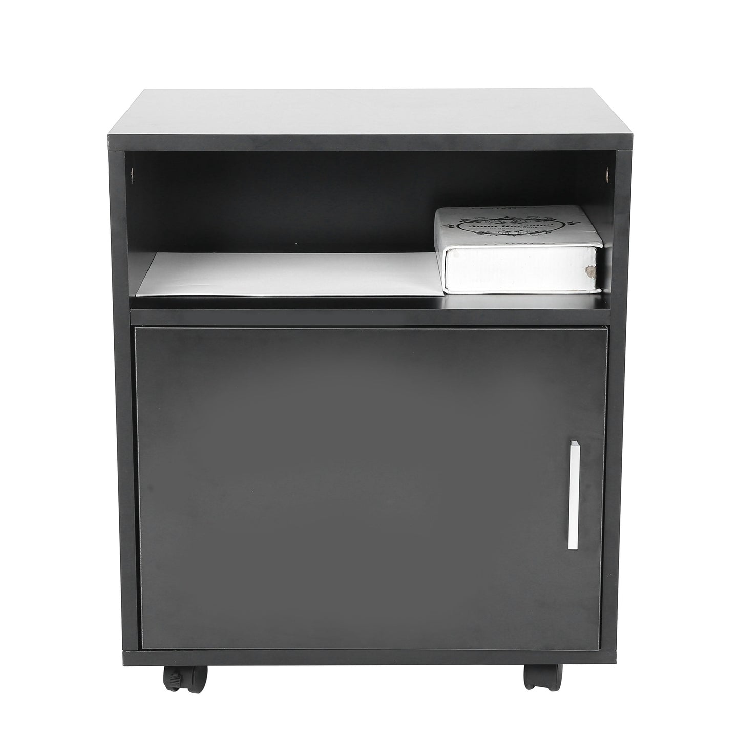 Files Cabinet with Casters MDF Wooden Mobile Printer Stand Table for Study Room Office