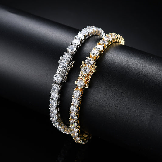 Tennis Chain 3mm 4mm 5mm Copper Micro Inlaid Zircon Single Row Bracelet Hip Hop Bracelet