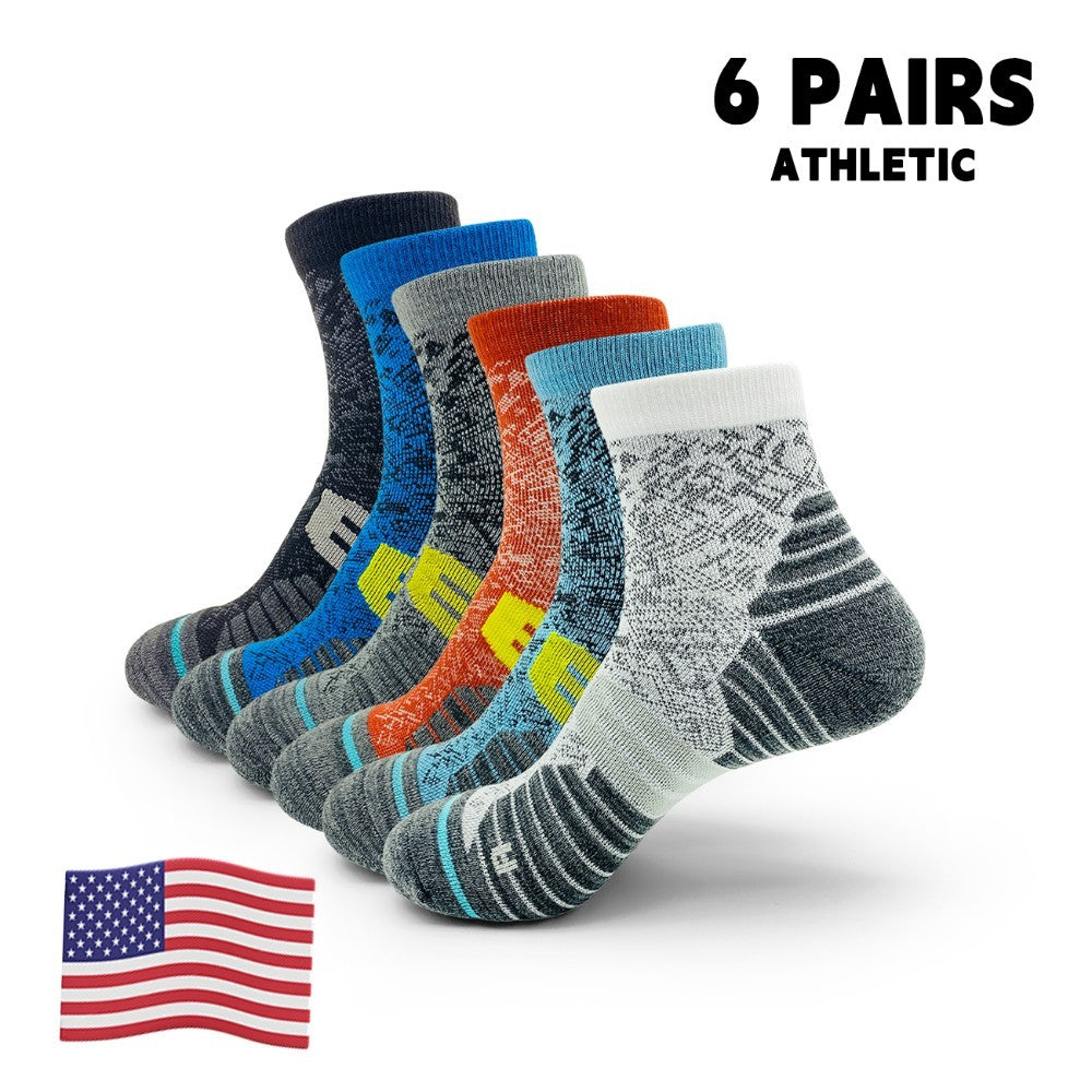 6 Pairs Of Mixed Hiking And Walking Socks, Cushioned Running Socks, High-performance Mountaineering Socks, Outdoor Recreation Socks And Cushioned Tube Socks