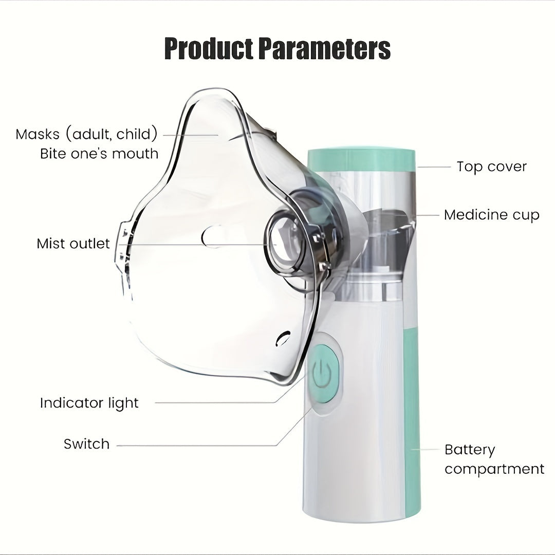 Portable Nebulizer Steam Inhaler, Handheld Mesh Nebulizers Cool Mist Steam Inhaler, Mini Nebulizer Machine For Home Office Travel Use Ultrasonic Portable Micro Mesh Handheld Nebulizer, For Household