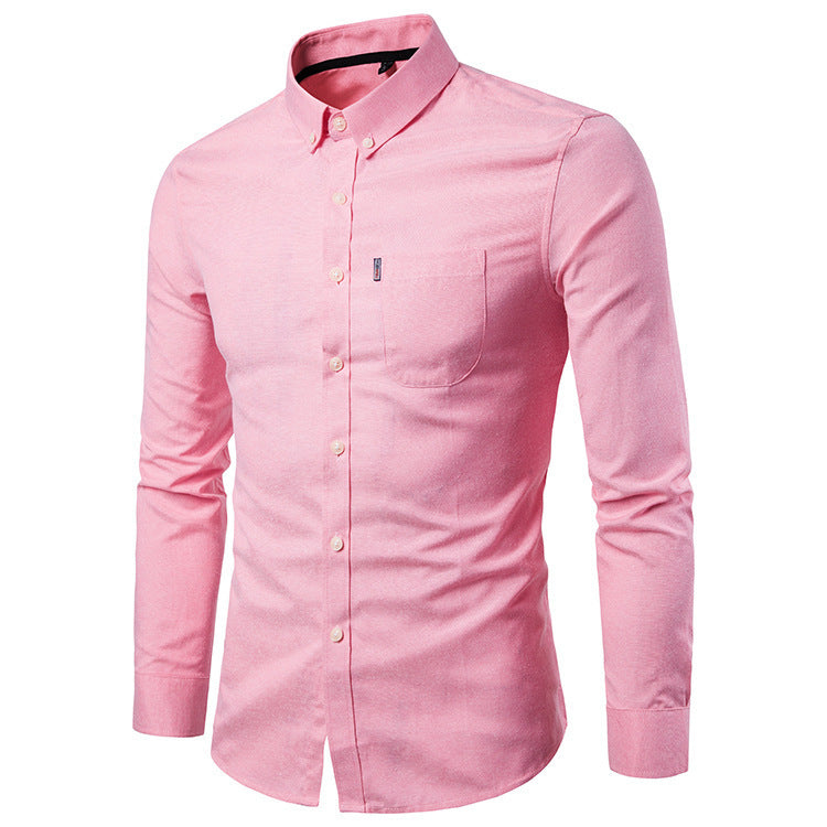 Men's Shirts Korean Men Slim Long Sleeve Dress Shirt