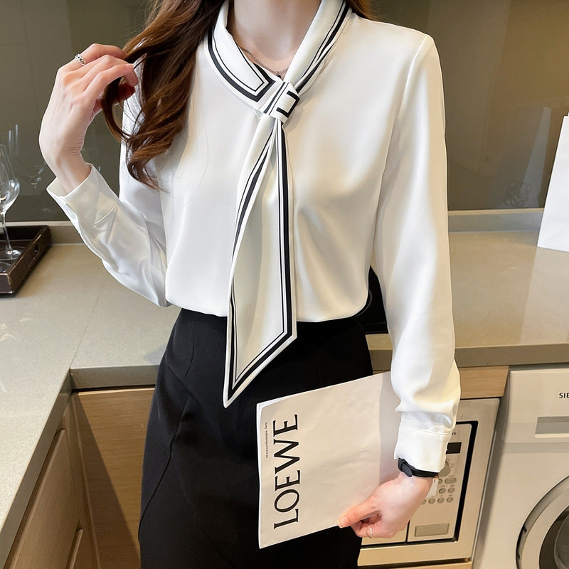 Commuter Printed Tie-neck Shirt For Women