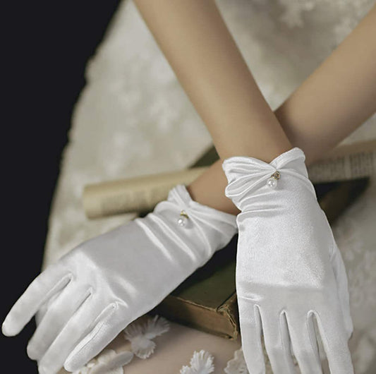 Women's Stylish Personalized Satin Short Gloves