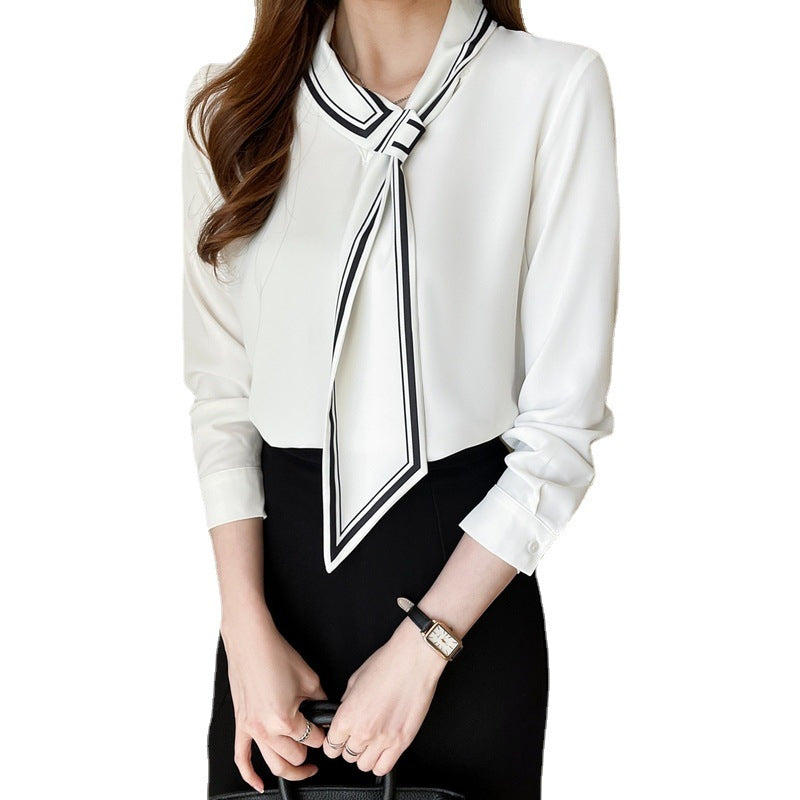 Commuter Printed Tie-neck Shirt For Women