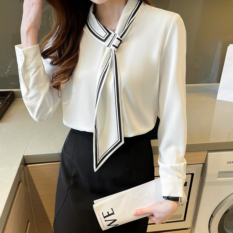 Commuter Printed Tie-neck Shirt For Women