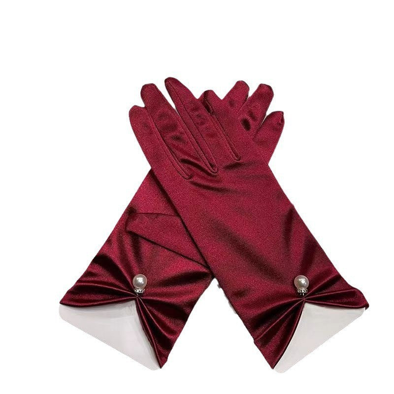 Women's Stylish Personalized Satin Short Gloves