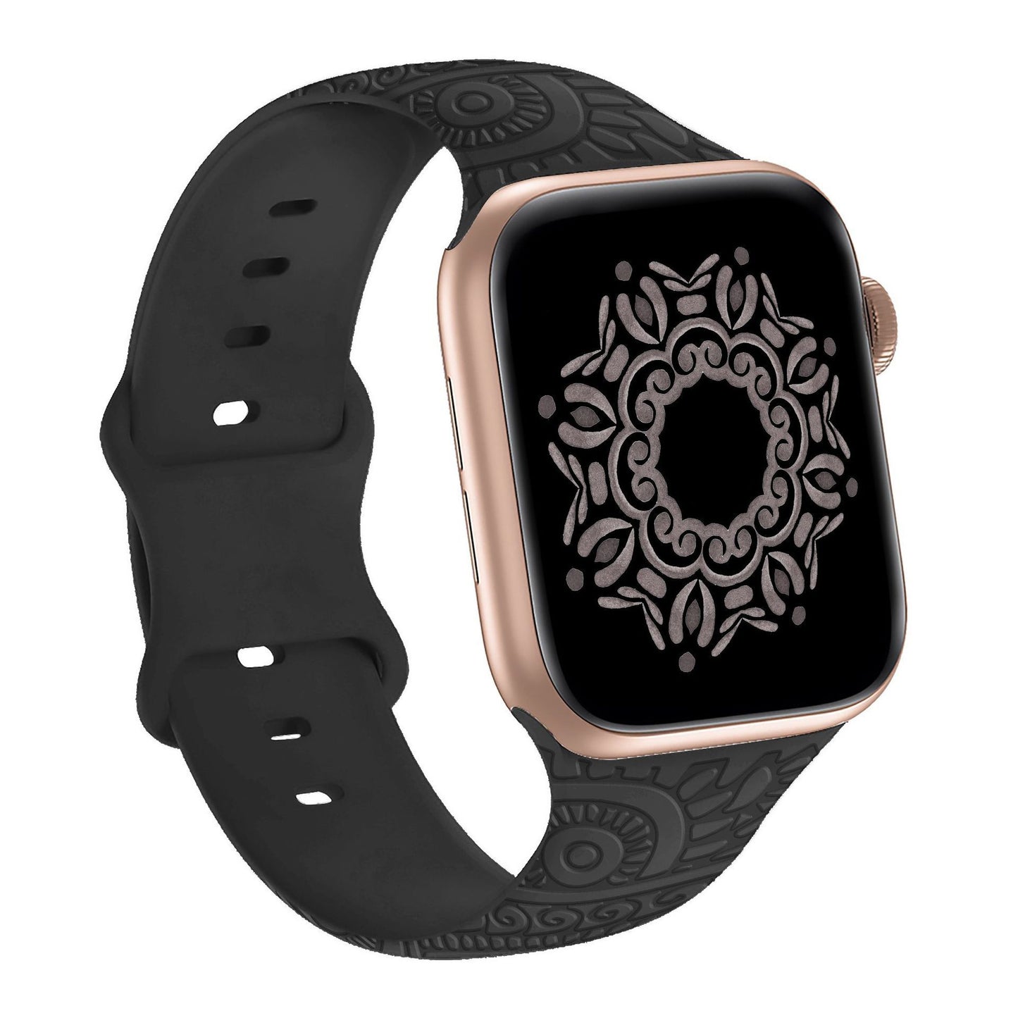 Laser Carved Embossed Cashew Printed Silicone Strap